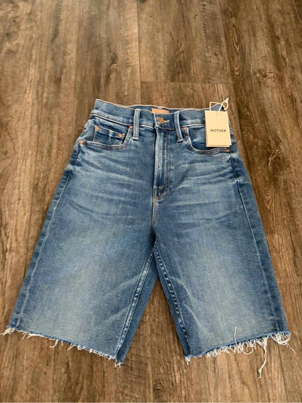 MOTHER Light Blue High-Rise Bermuda Jean Shorts bnwt